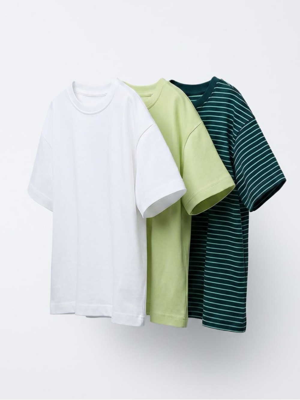 ZARA THREE-PACK OF STRIPED AND PLAIN T-SHIRTS